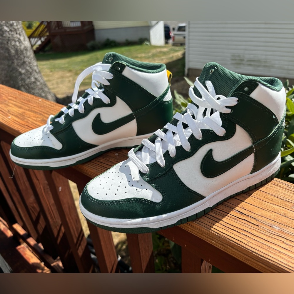 Men’s Dunk Hi Retro -Noble Green and White with box. Worn 1x. Size 8.5m 10w - Picture 5 of 10
